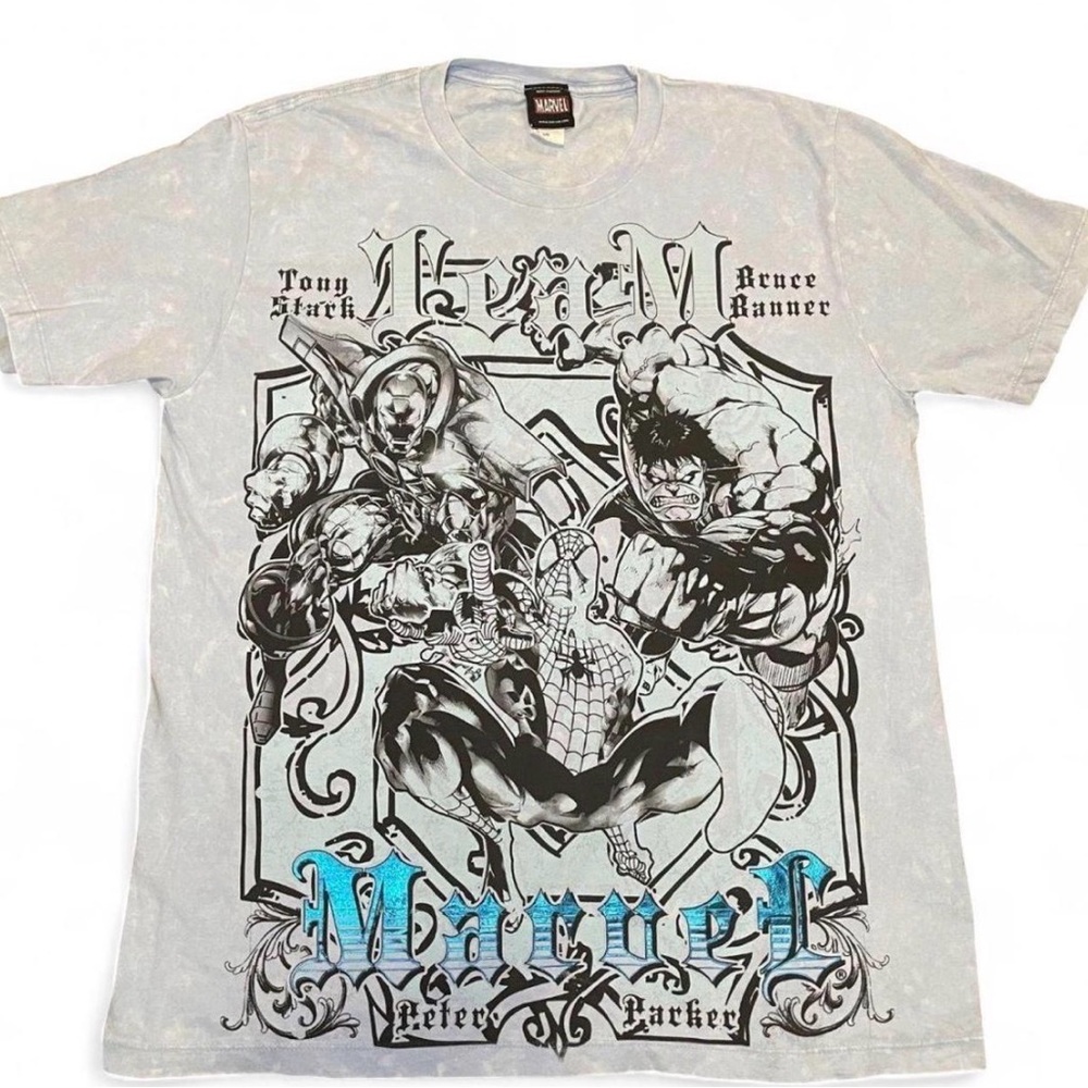 Vintage Mad Engine‎ Marvel Comics Avengers Spider-Man Acid Wash Graphic T-Shirt